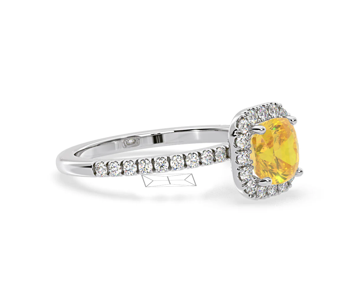 Beatrice Yellow Lab Diamond 1.65ct Cushion Halo Ring in 18K White Gold- Elara Collection - Image 75