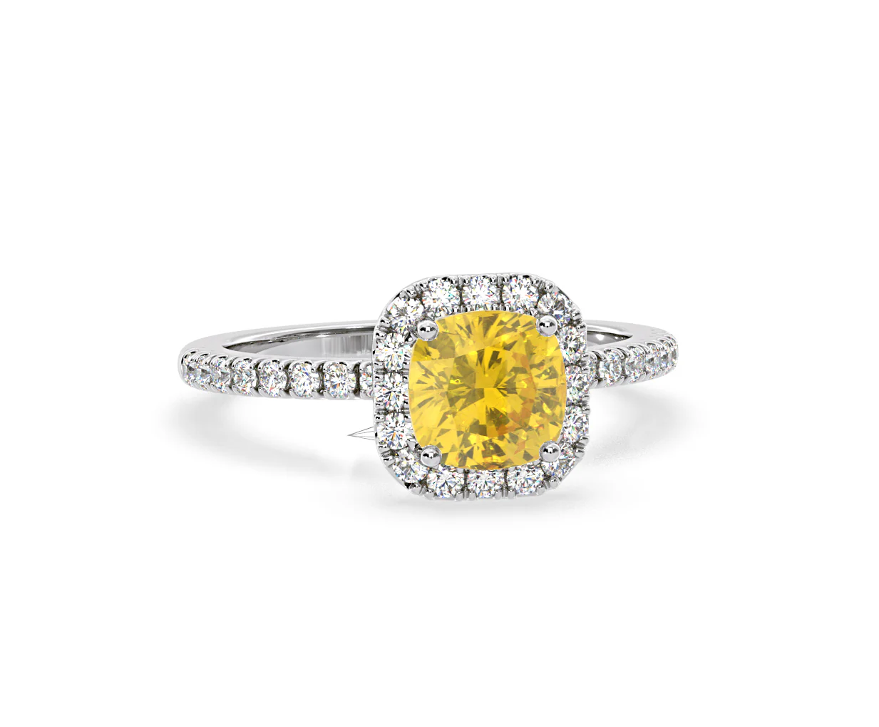 Beatrice Yellow Lab Diamond 1.65ct Cushion Halo Ring in 18K White Gold- Elara Collection - Image 84