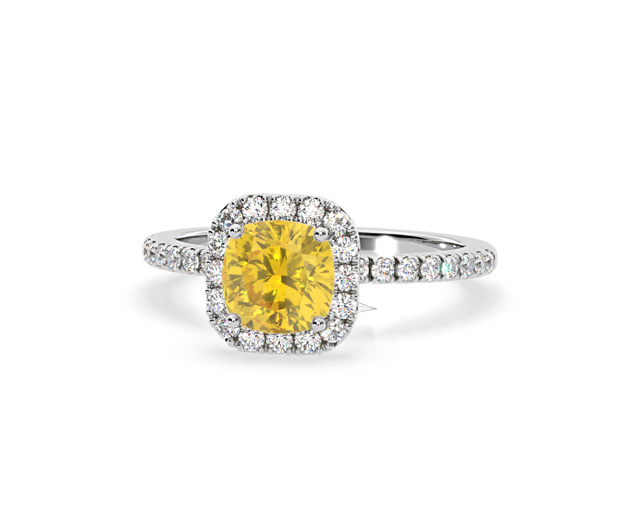 Beatrice Yellow Lab Diamond 1.65ct Cushion Halo Ring in 18K White Gold- Elara Collection - Image 9