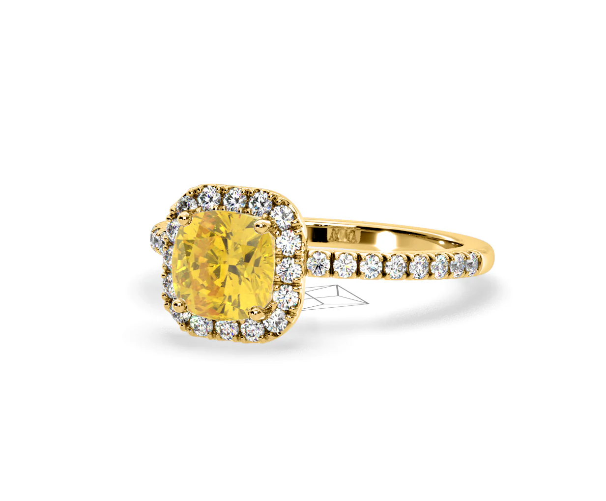 Beatrice Yellow Lab Diamond 1.65ct Cushion Halo Ring in 18K Yellow Gold- Elara Collection - Image 12
