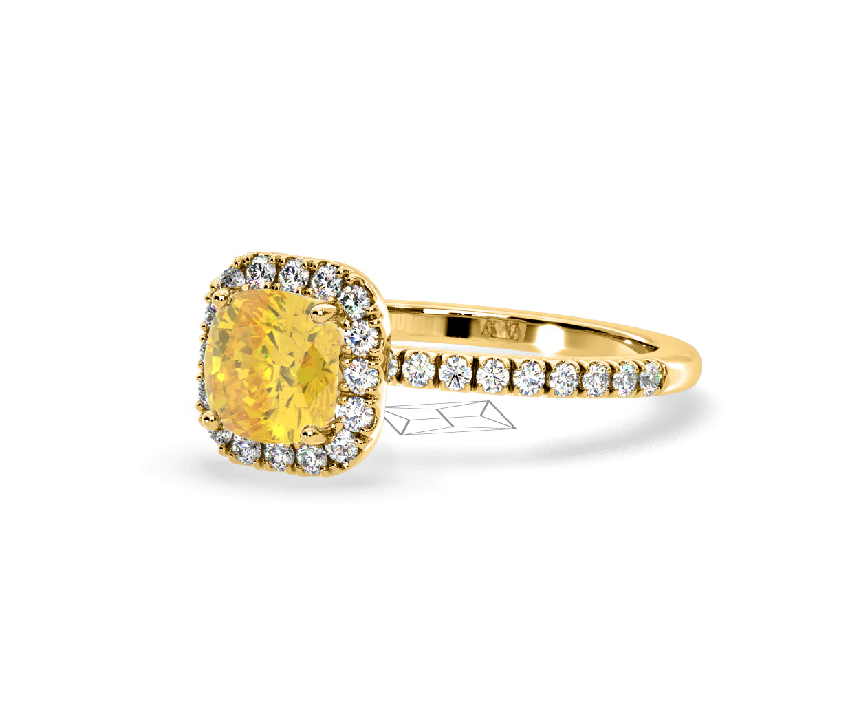 Beatrice Yellow Lab Diamond 1.65ct Cushion Halo Ring in 18K Yellow Gold- Elara Collection - Image 14