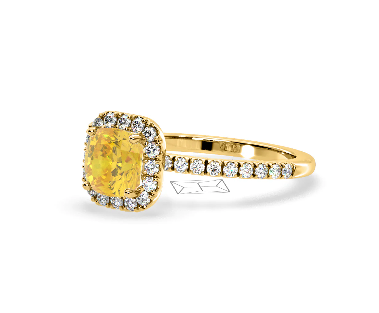 Beatrice Yellow Lab Diamond 1.65ct Cushion Halo Ring in 18K Yellow Gold- Elara Collection - Image 15