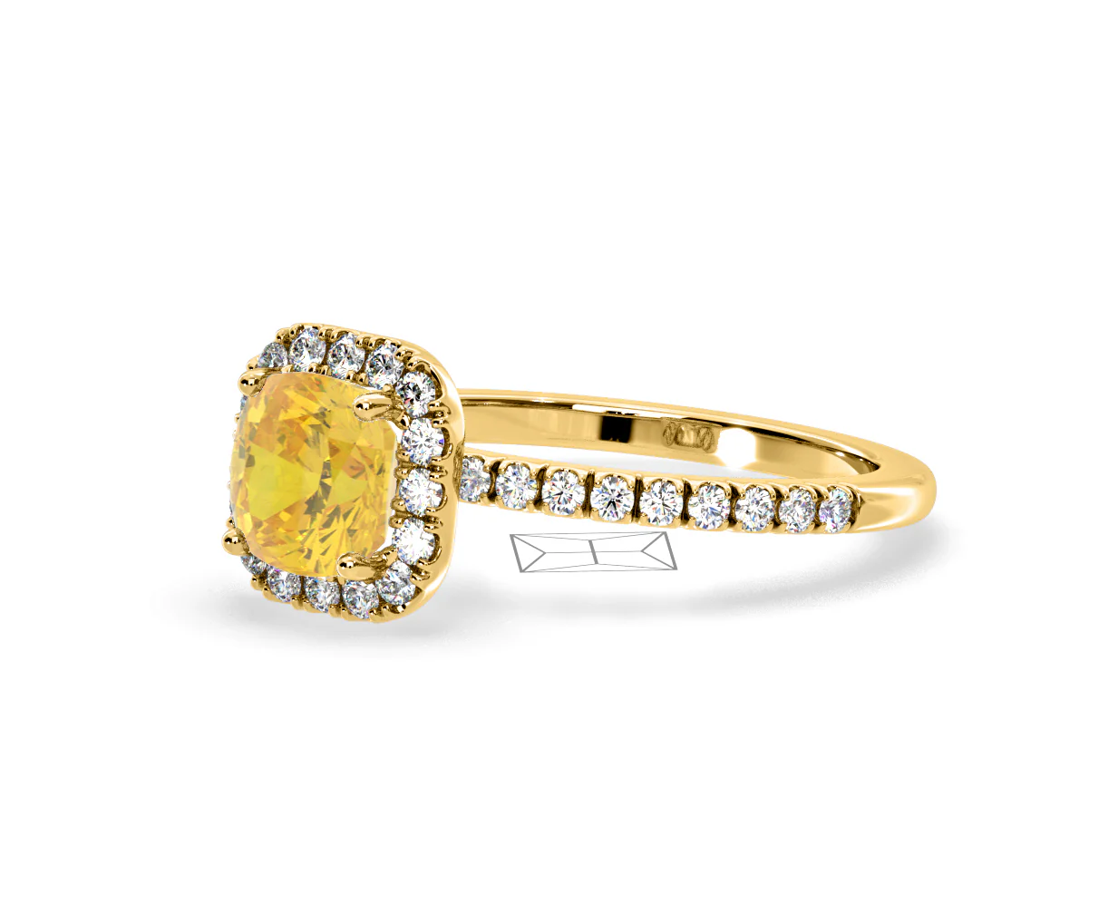 Beatrice Yellow Lab Diamond 1.65ct Cushion Halo Ring in 18K Yellow Gold- Elara Collection - Image 16