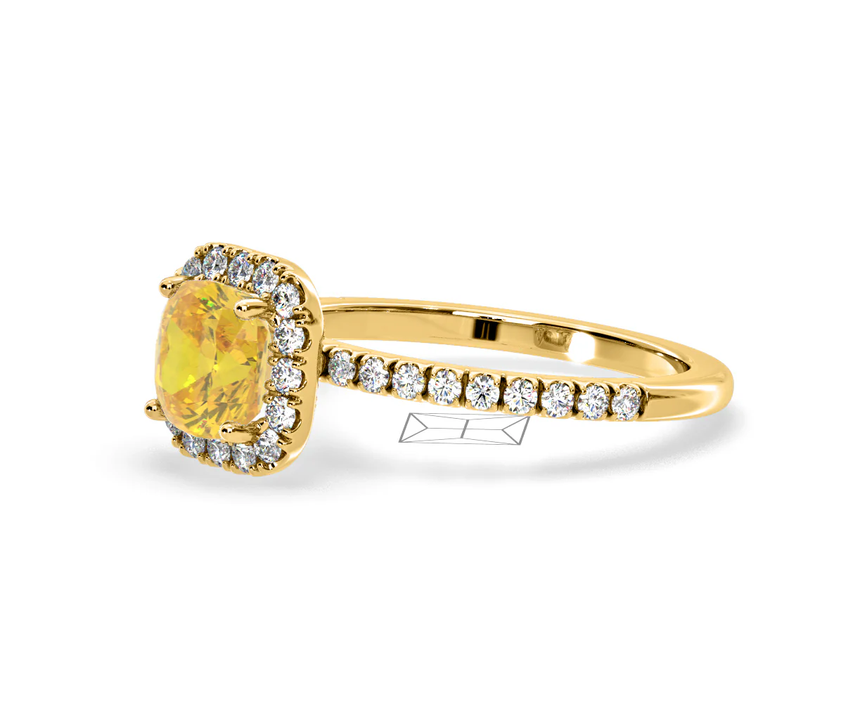 Beatrice Yellow Lab Diamond 1.65ct Cushion Halo Ring in 18K Yellow Gold- Elara Collection - Image 18
