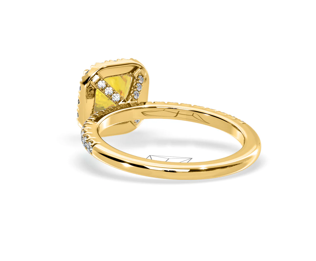 Beatrice Yellow Lab Diamond 1.65ct Cushion Halo Ring in 18K Yellow Gold- Elara Collection - Image 40