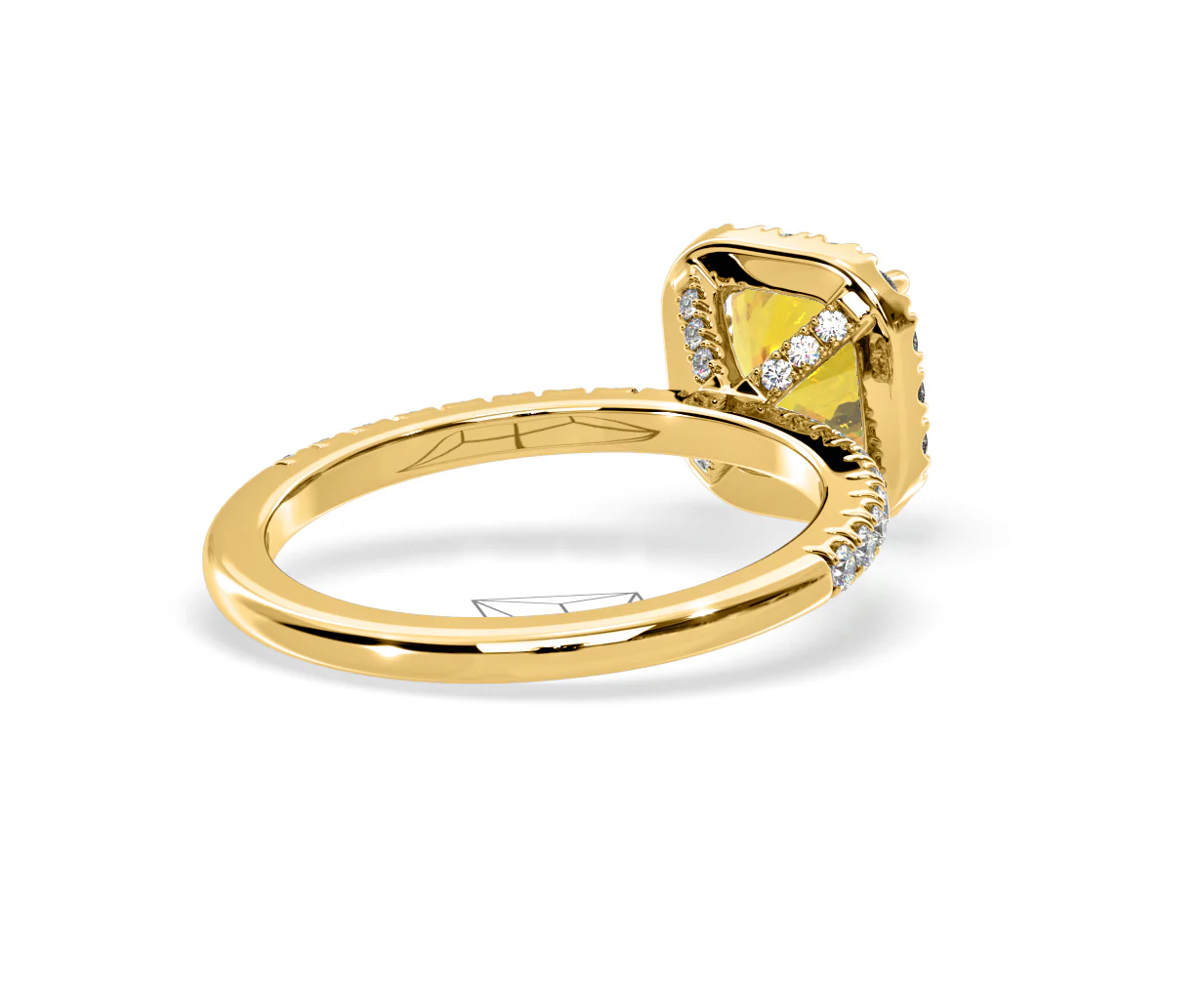 Beatrice Yellow Lab Diamond 1.65ct Cushion Halo Ring in 18K Yellow Gold- Elara Collection - Image 54
