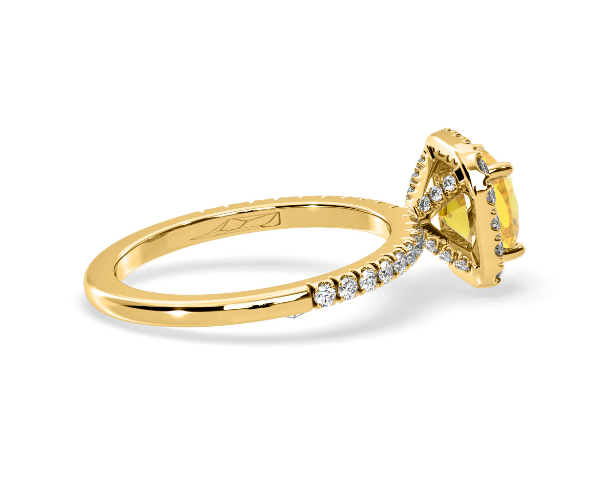 Beatrice Yellow Lab Diamond 1.65ct Cushion Halo Ring in 18K Yellow Gold- Elara Collection - Image 62