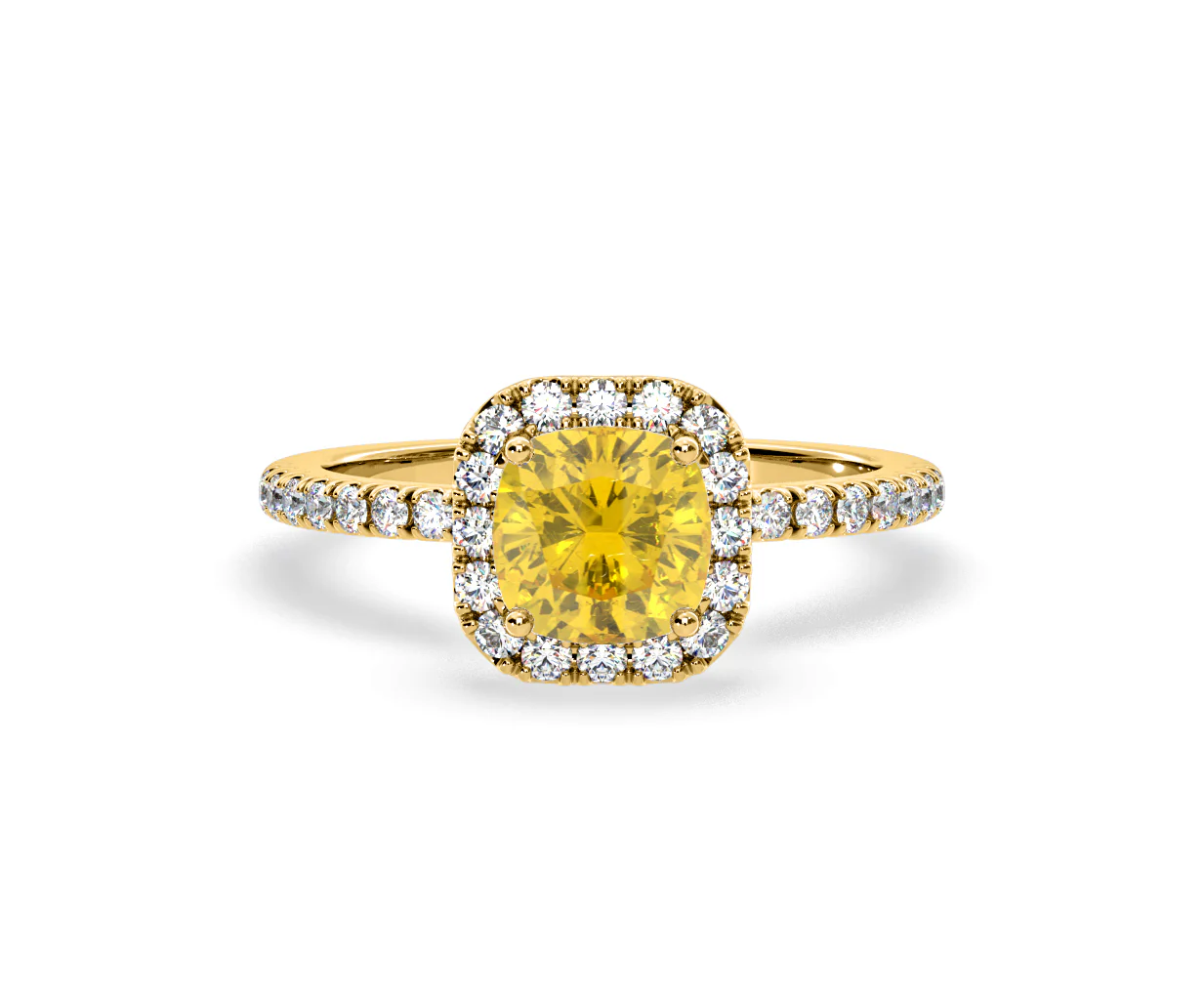 Beatrice Yellow Lab Diamond 1.65ct Cushion Halo Ring in 18K Yellow Gold- Elara Collection - Image 7