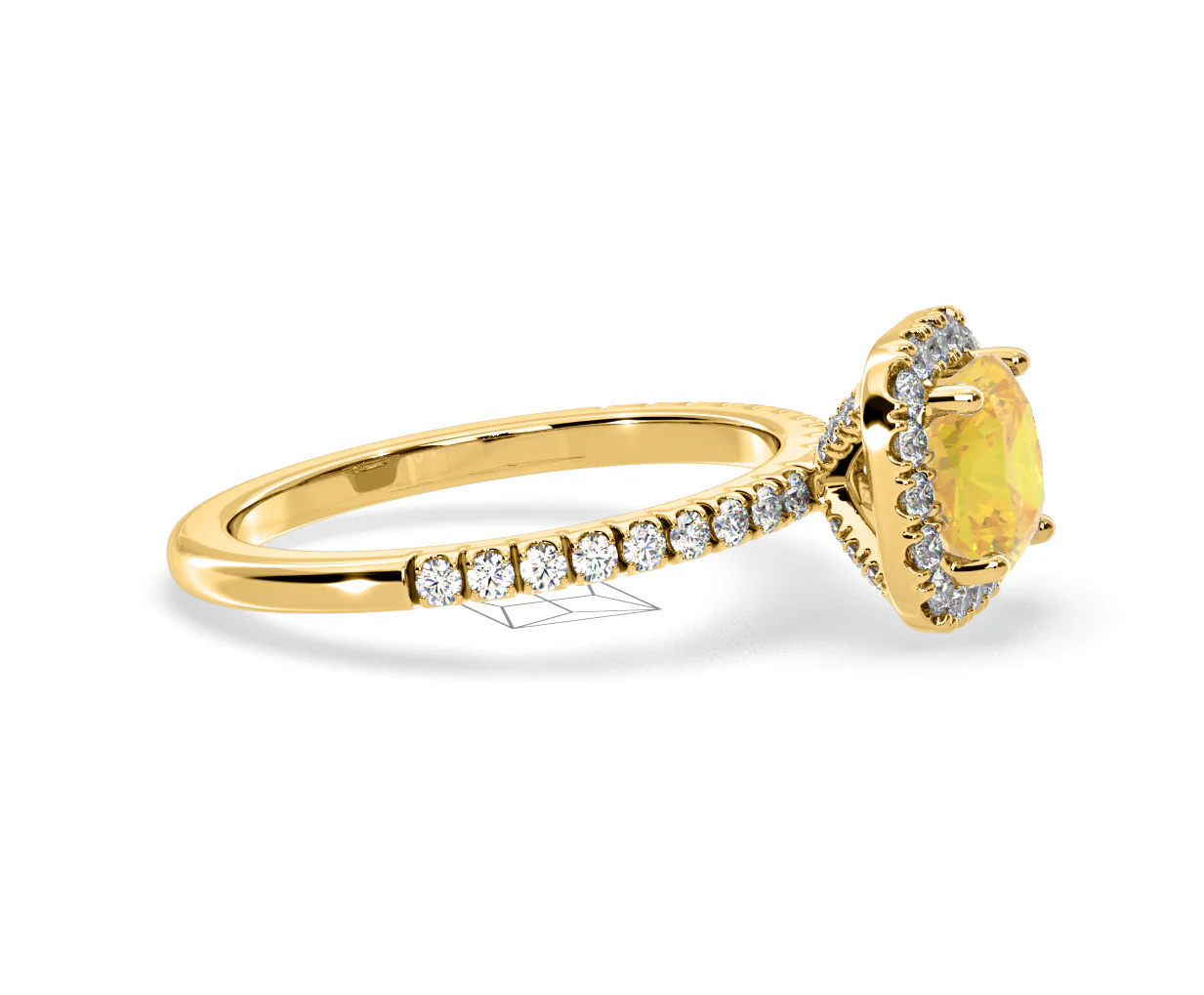Beatrice Yellow Lab Diamond 1.65ct Cushion Halo Ring in 18K Yellow Gold- Elara Collection - Image 70