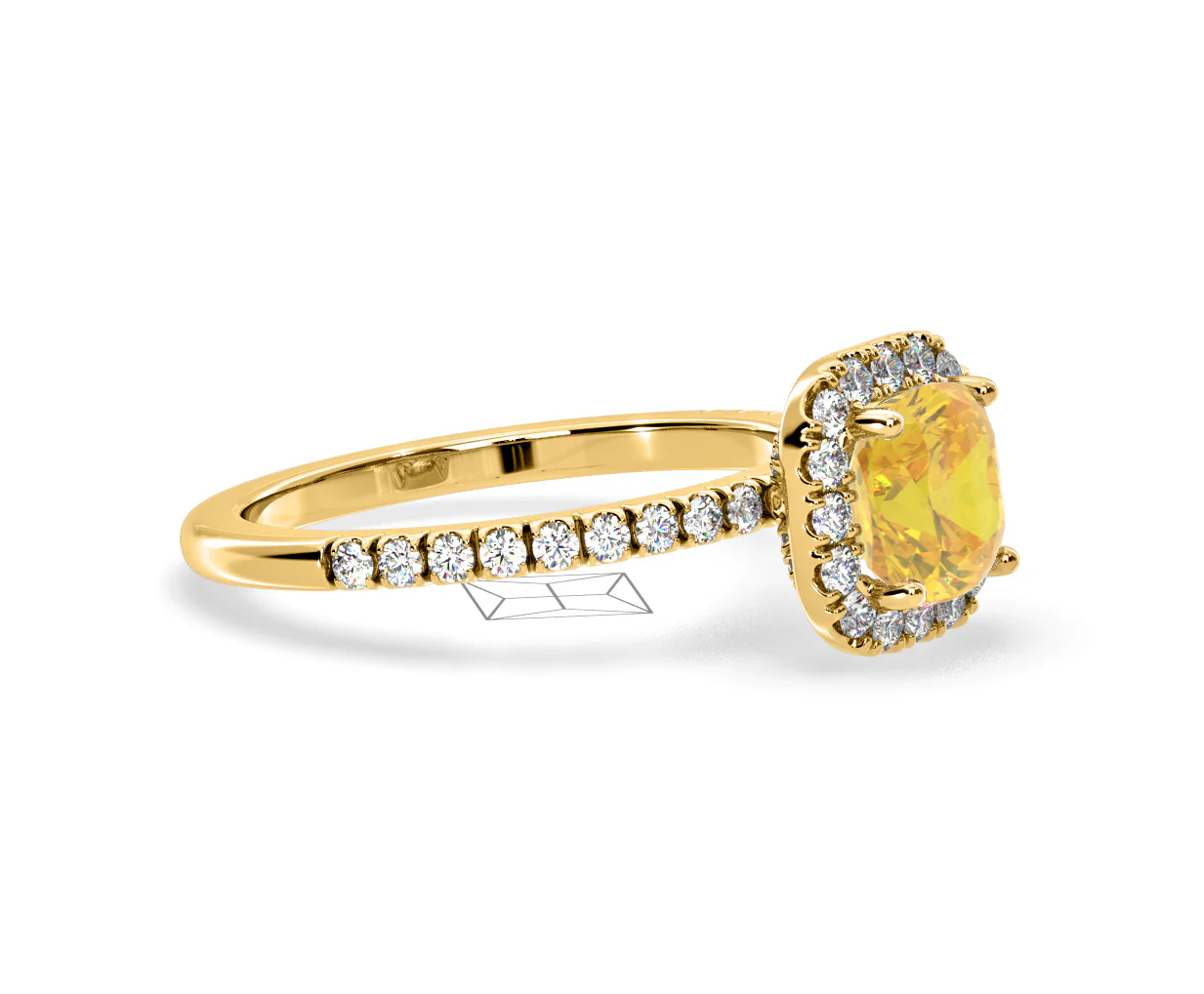 Beatrice Yellow Lab Diamond 1.65ct Cushion Halo Ring in 18K Yellow Gold- Elara Collection - Image 74