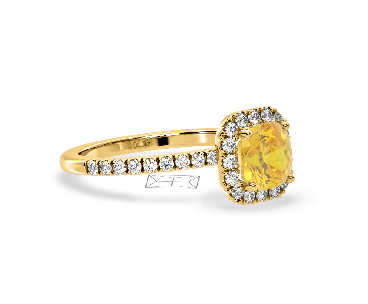 Beatrice Yellow Lab Diamond 1.65ct Cushion Halo Ring in 18K Yellow Gold- Elara Collection - Image 77