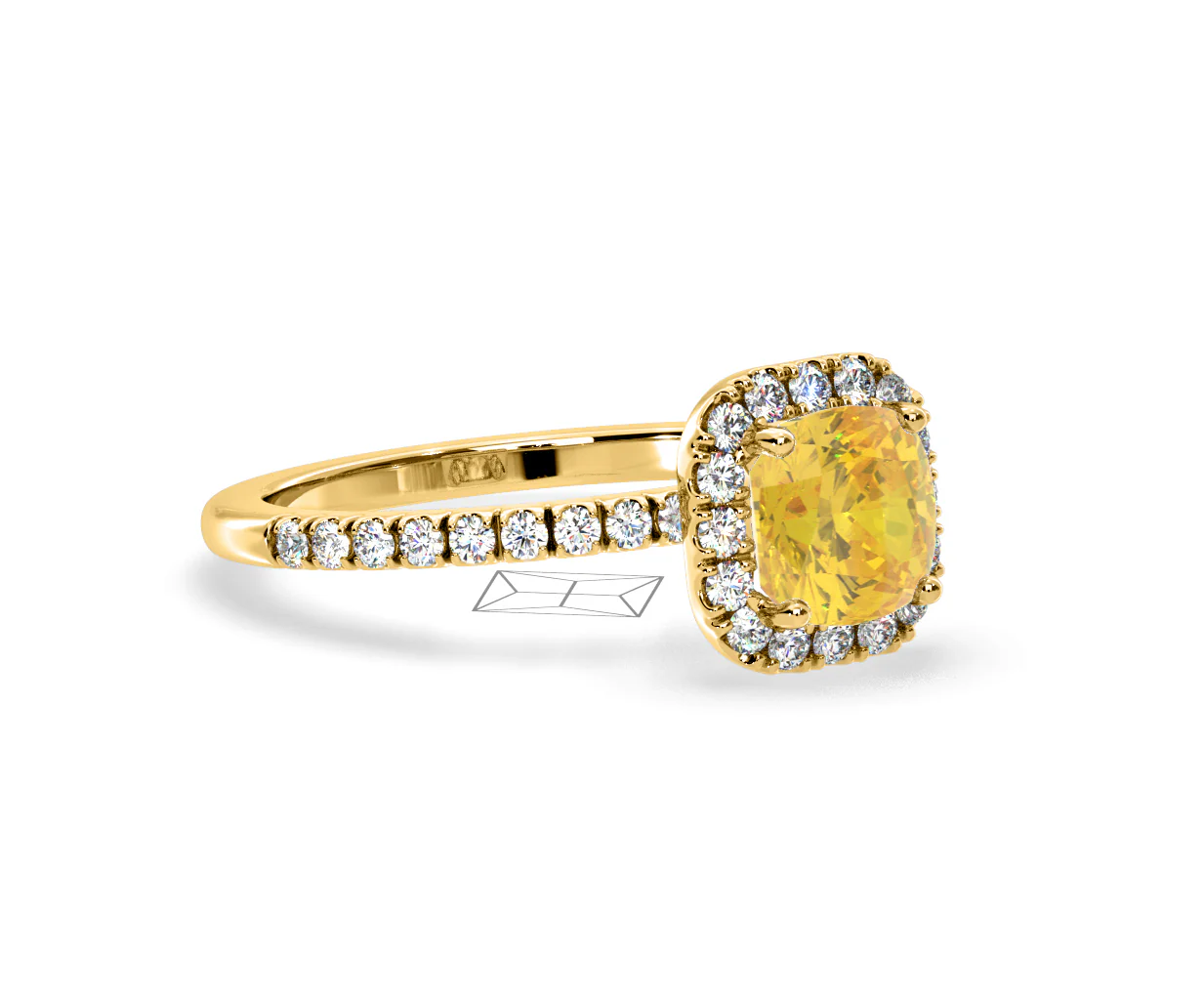 Beatrice Yellow Lab Diamond 1.65ct Cushion Halo Ring in 18K Yellow Gold- Elara Collection - Image 78