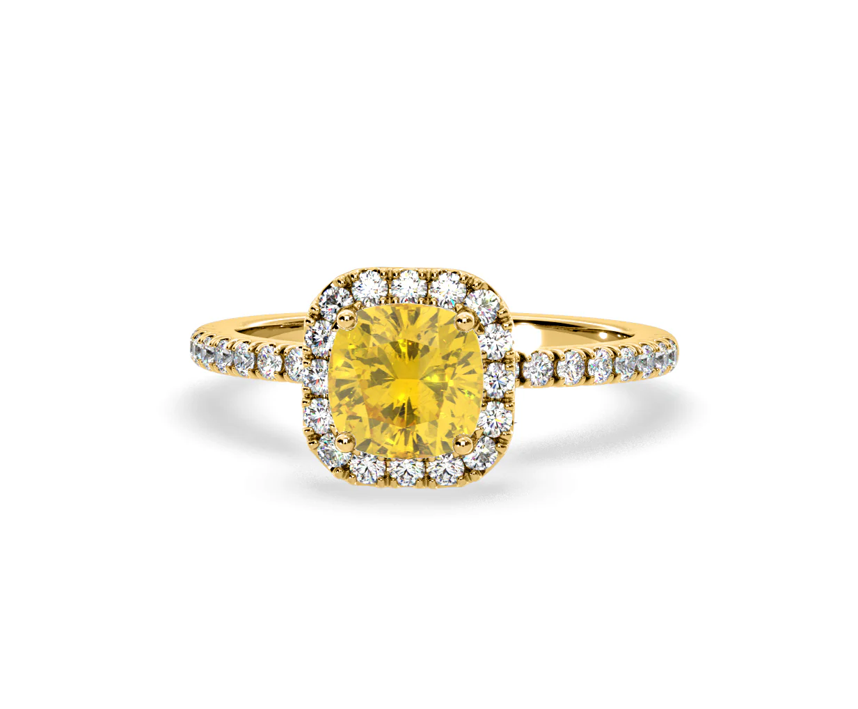 Beatrice Yellow Lab Diamond 1.65ct Cushion Halo Ring in 18K Yellow Gold- Elara Collection - Image 8