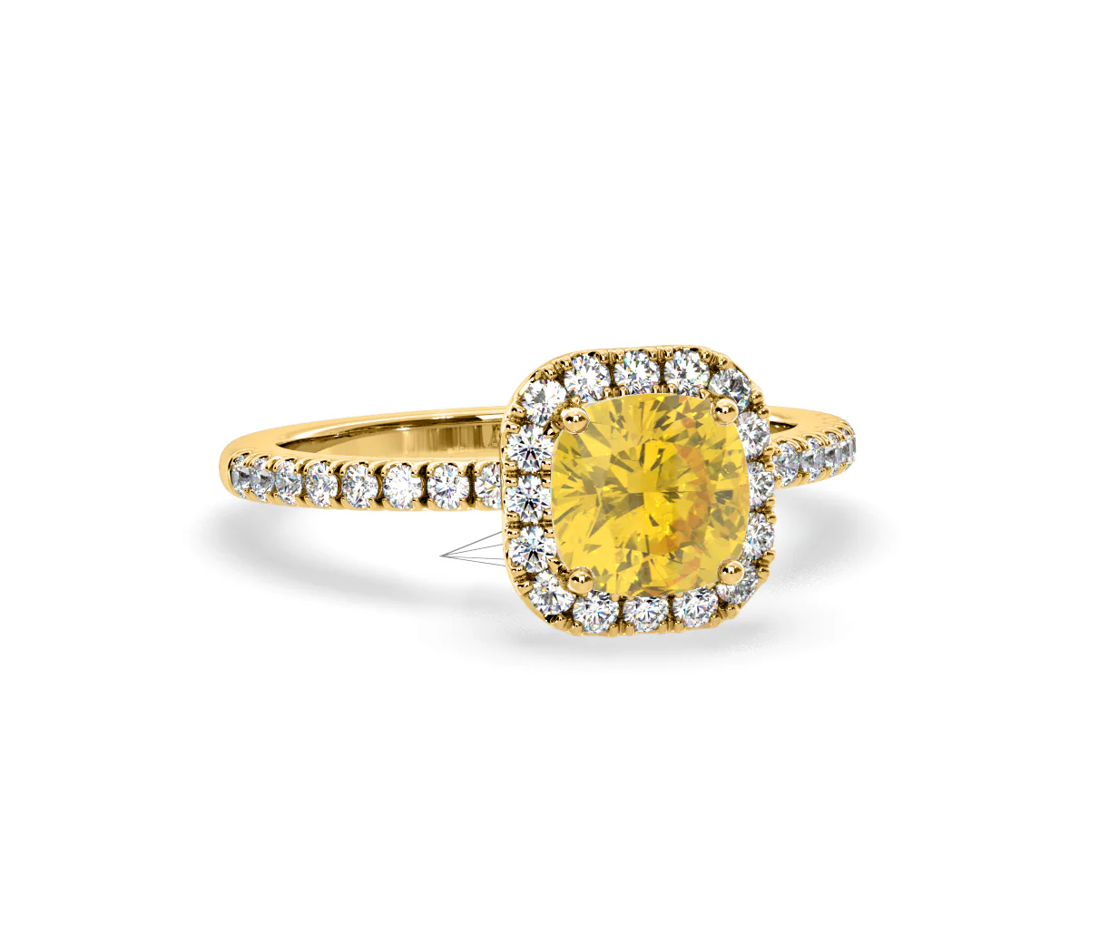 Beatrice Yellow Lab Diamond 1.65ct Cushion Halo Ring in 18K Yellow Gold- Elara Collection - Image 83