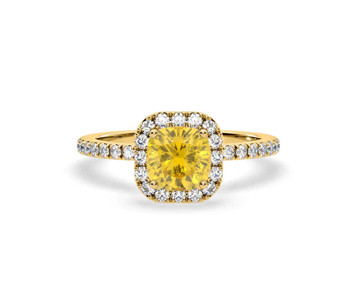 Beatrice Yellow Lab Diamond 1.65ct Cushion Halo Ring in 18K Yellow Gold- Elara Collection - Image 86
