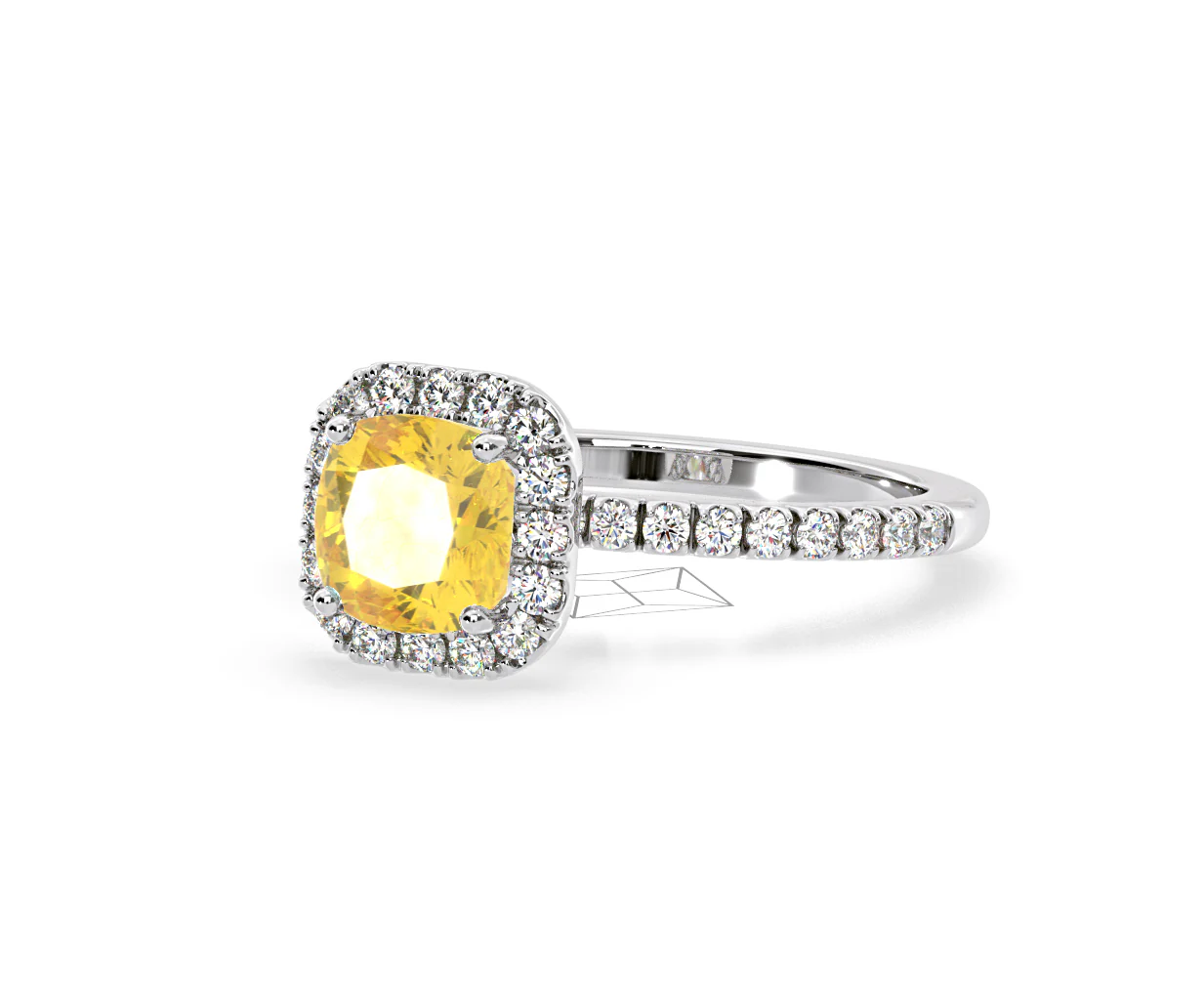 Beatrice Yellow Lab Diamond 1.65ct Cushion Halo Ring in Platinum - Elara Collection - Image 13