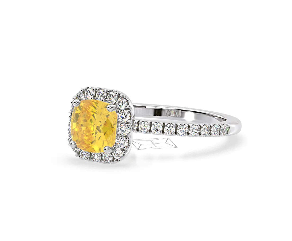 Beatrice Yellow Lab Diamond 1.65ct Cushion Halo Ring in Platinum - Elara Collection - Image 14