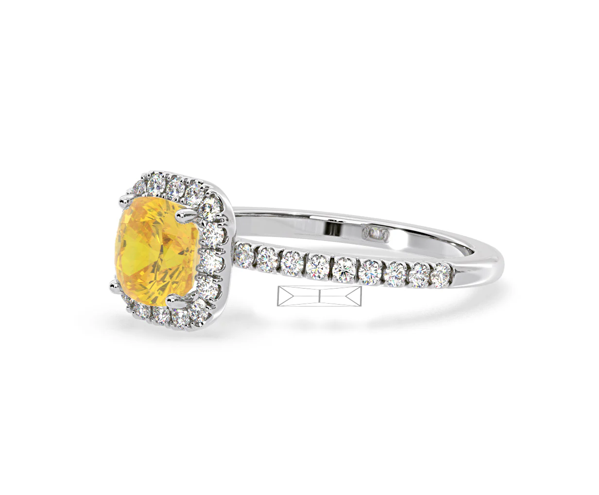 Beatrice Yellow Lab Diamond 1.65ct Cushion Halo Ring in Platinum - Elara Collection - Image 17