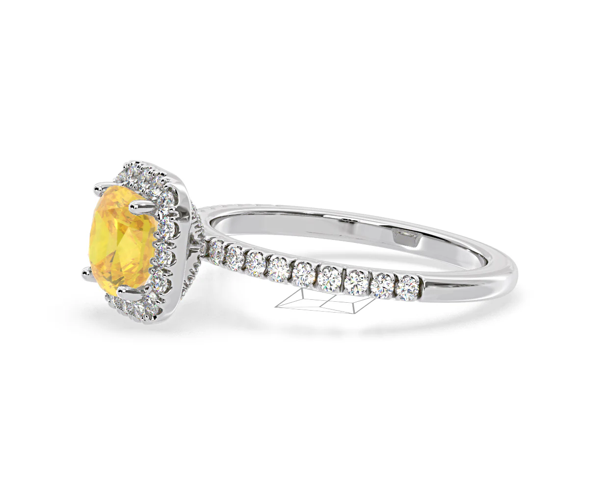 Beatrice Yellow Lab Diamond 1.65ct Cushion Halo Ring in Platinum - Elara Collection - Image 21