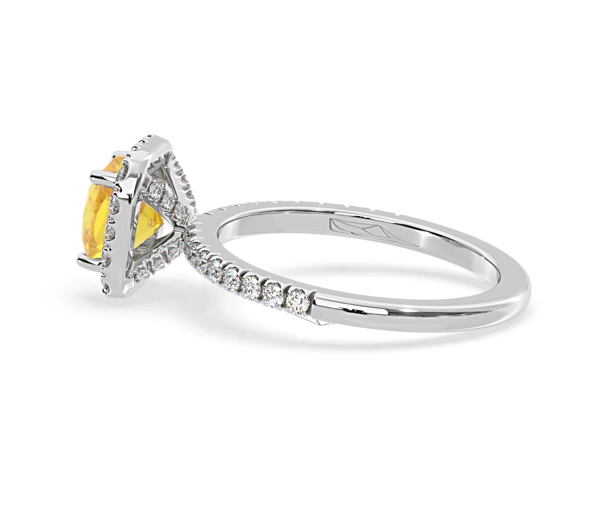 Beatrice Yellow Lab Diamond 1.65ct Cushion Halo Ring in Platinum - Elara Collection - Image 30