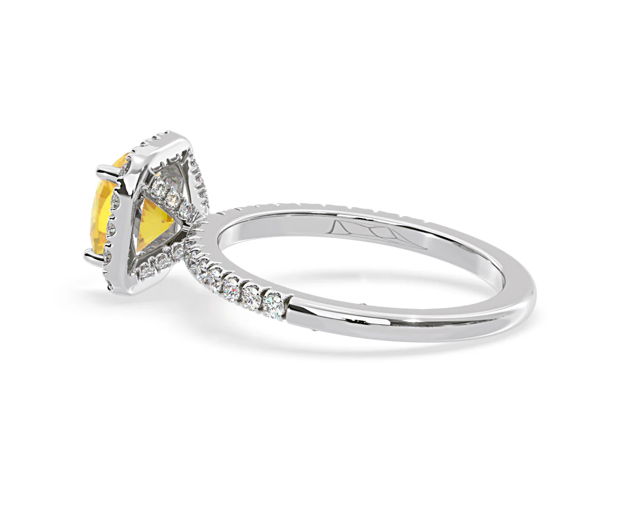 Beatrice Yellow Lab Diamond 1.65ct Cushion Halo Ring in Platinum - Elara Collection - Image 32