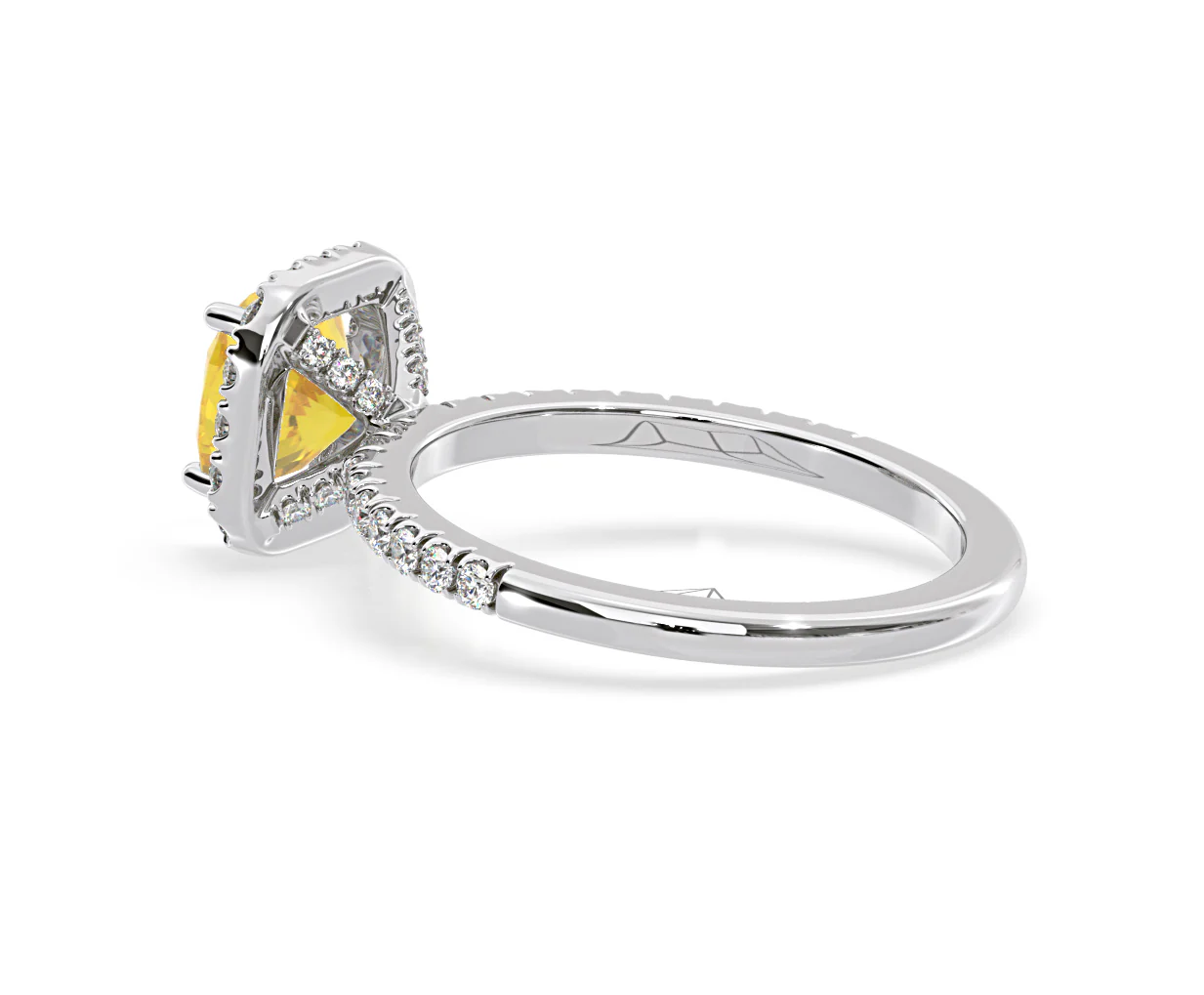 Beatrice Yellow Lab Diamond 1.65ct Cushion Halo Ring in Platinum - Elara Collection - Image 34