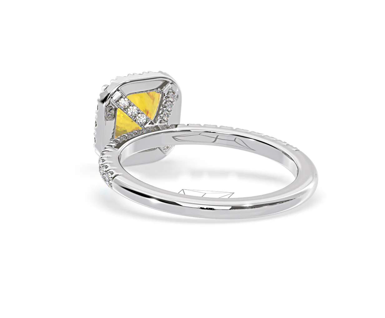 Beatrice Yellow Lab Diamond 1.65ct Cushion Halo Ring in Platinum - Elara Collection - Image 40