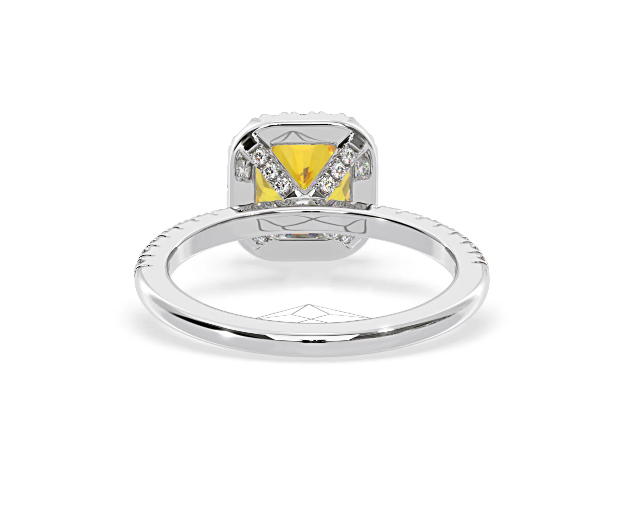 Beatrice Yellow Lab Diamond 1.65ct Cushion Halo Ring in Platinum - Elara Collection - Image 46