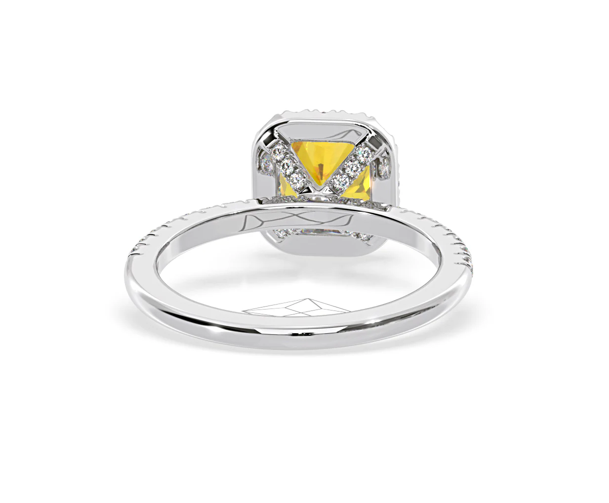 Beatrice Yellow Lab Diamond 1.65ct Cushion Halo Ring in Platinum - Elara Collection - Image 48