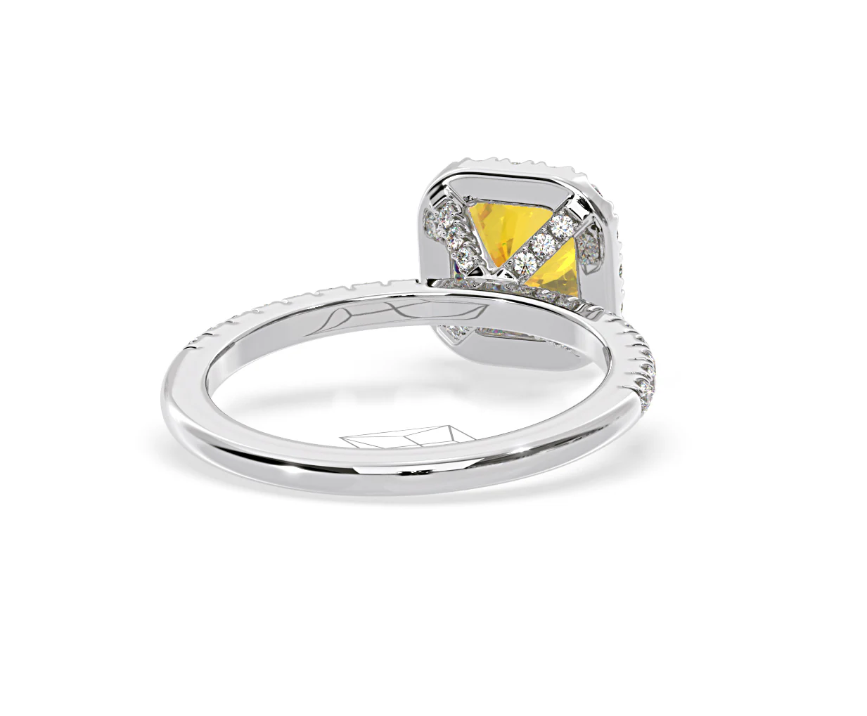 Beatrice Yellow Lab Diamond 1.65ct Cushion Halo Ring in Platinum - Elara Collection - Image 51