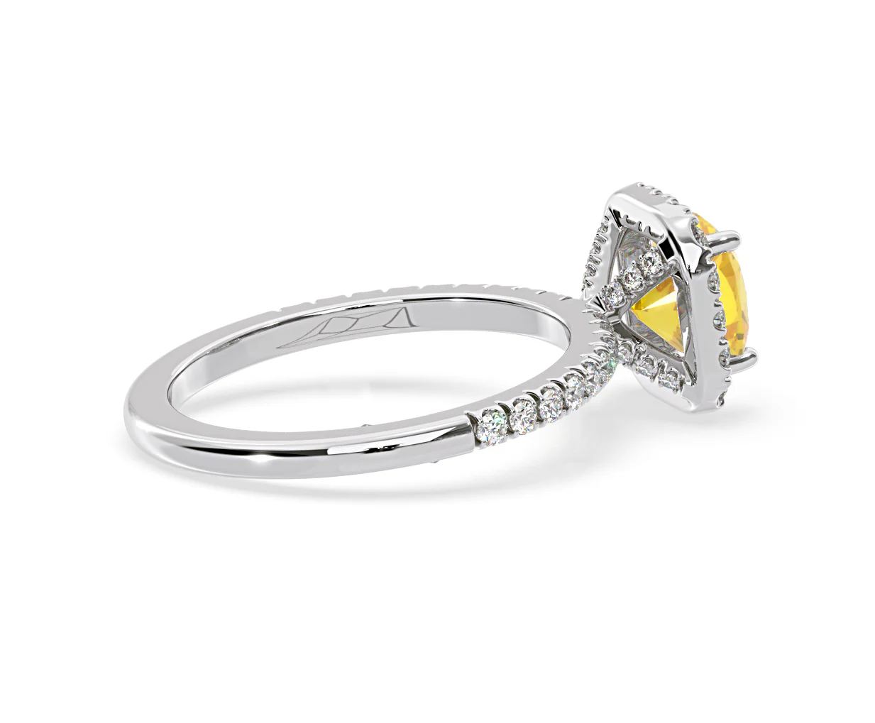 Beatrice Yellow Lab Diamond 1.65ct Cushion Halo Ring in Platinum - Elara Collection - Image 61