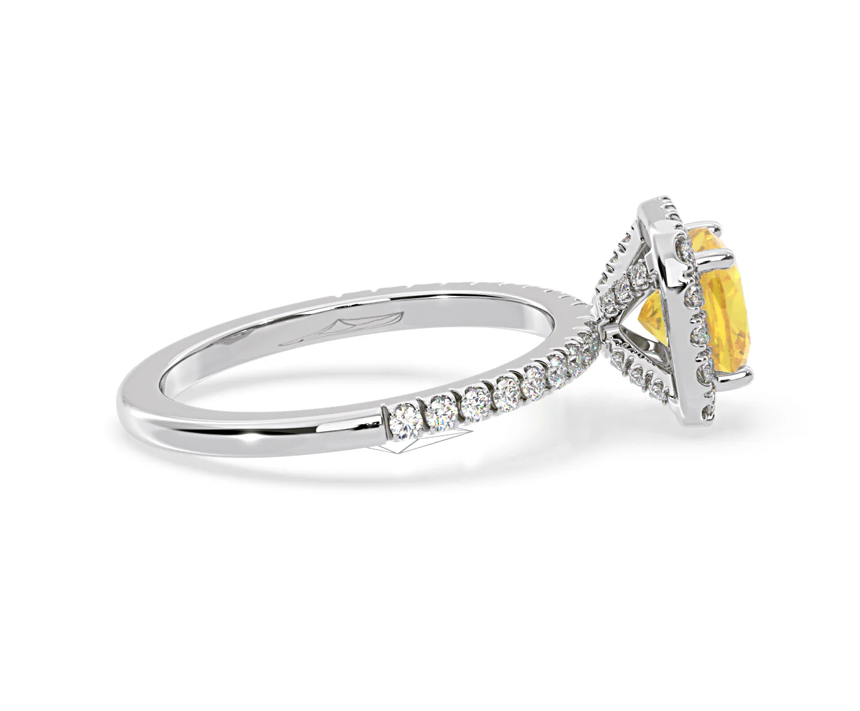 Beatrice Yellow Lab Diamond 1.65ct Cushion Halo Ring in Platinum - Elara Collection - Image 65