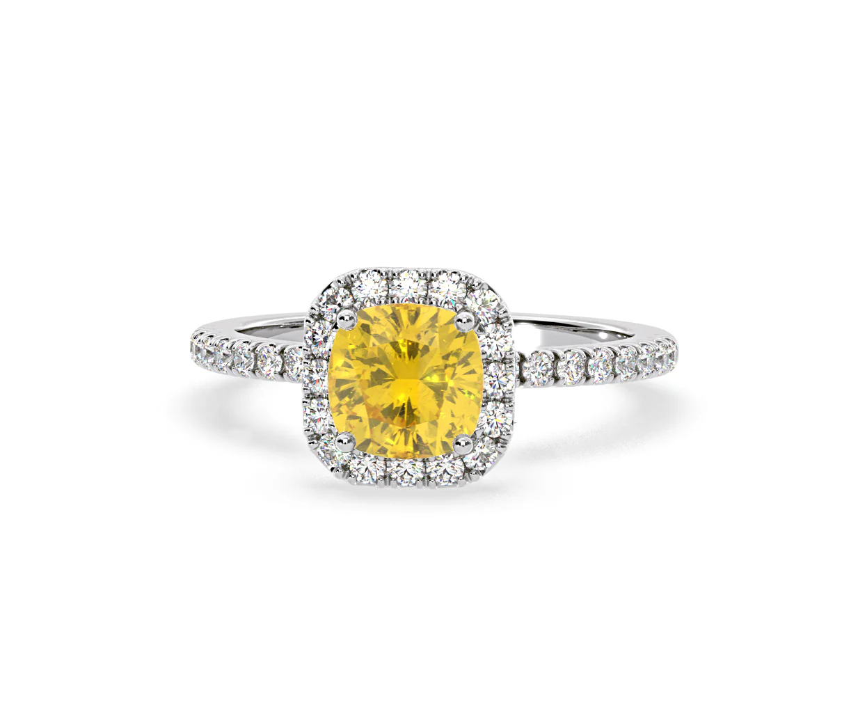 Beatrice Yellow Lab Diamond 1.65ct Cushion Halo Ring in Platinum - Elara Collection - Image 8