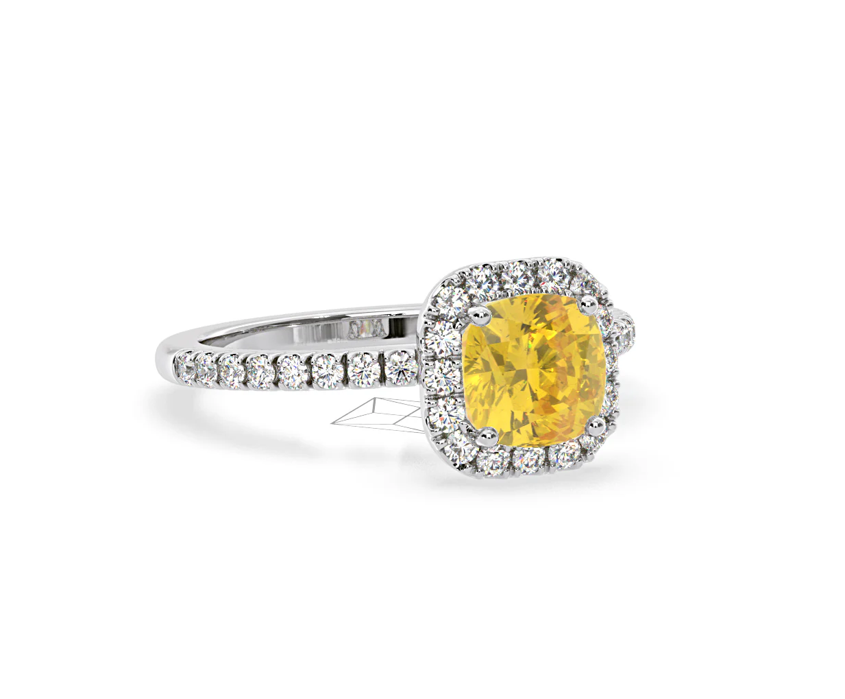Beatrice Yellow Lab Diamond 1.65ct Cushion Halo Ring in Platinum - Elara Collection - Image 81