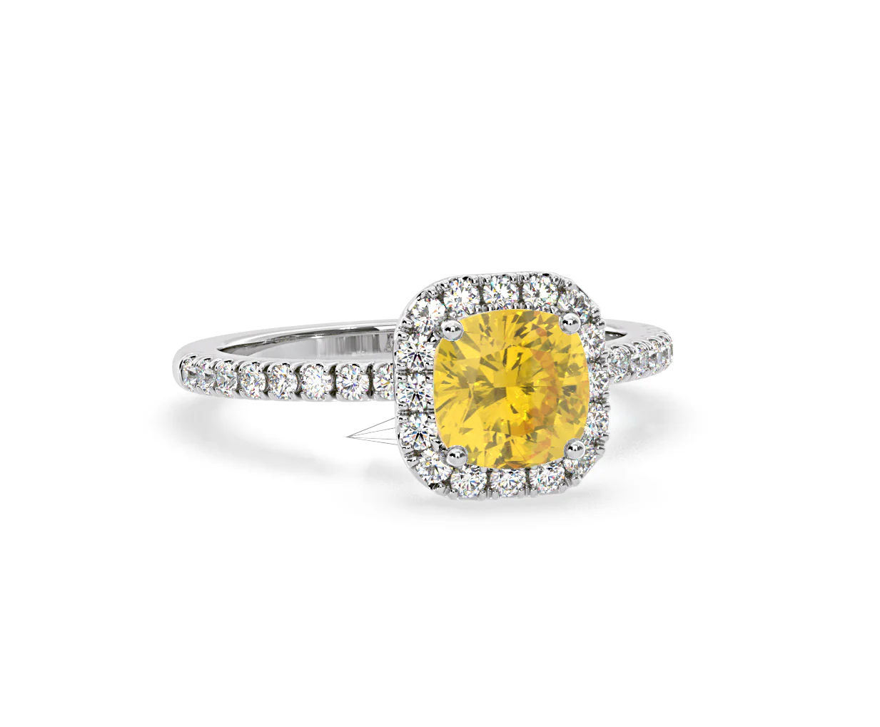 Beatrice Yellow Lab Diamond 1.65ct Cushion Halo Ring in Platinum - Elara Collection - Image 83