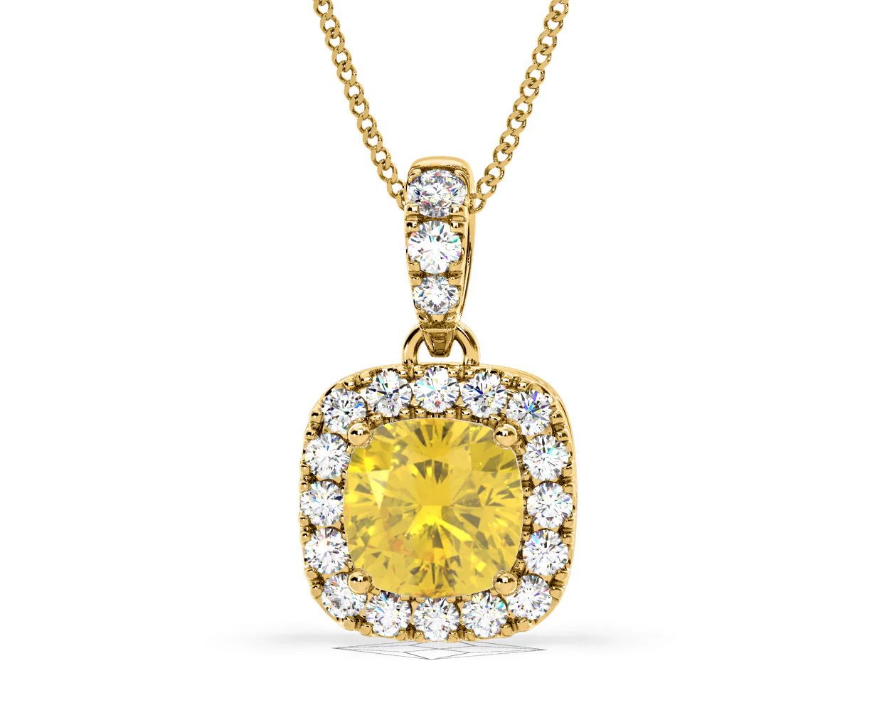 Beatrice Yellow Lab Diamond Cushion Cut Necklace 1.38ct in 18K Gold - Elara Collection - Image 11