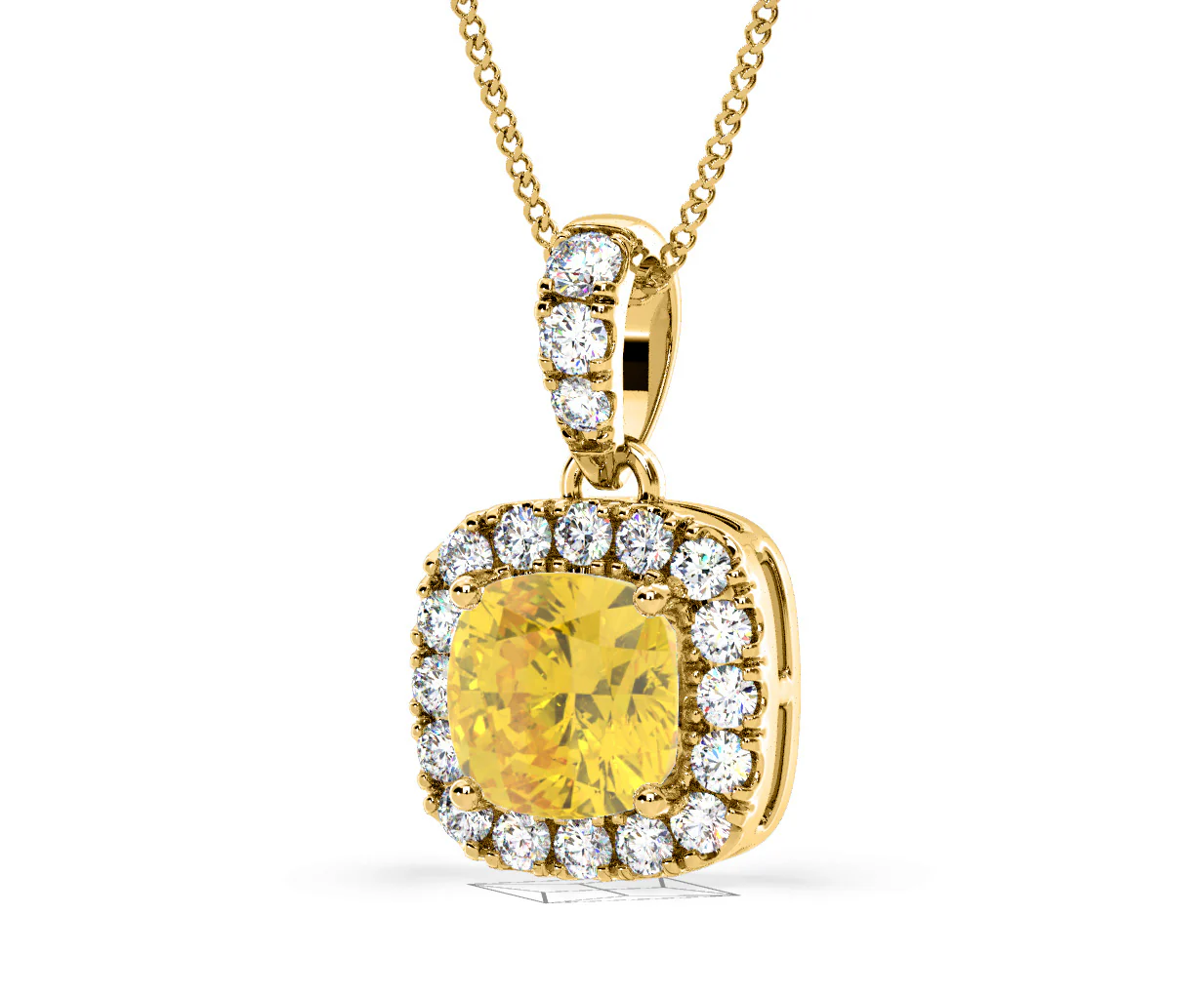 Beatrice Yellow Lab Diamond Cushion Cut Necklace 1.38ct in 18K Gold - Elara Collection - Image 15