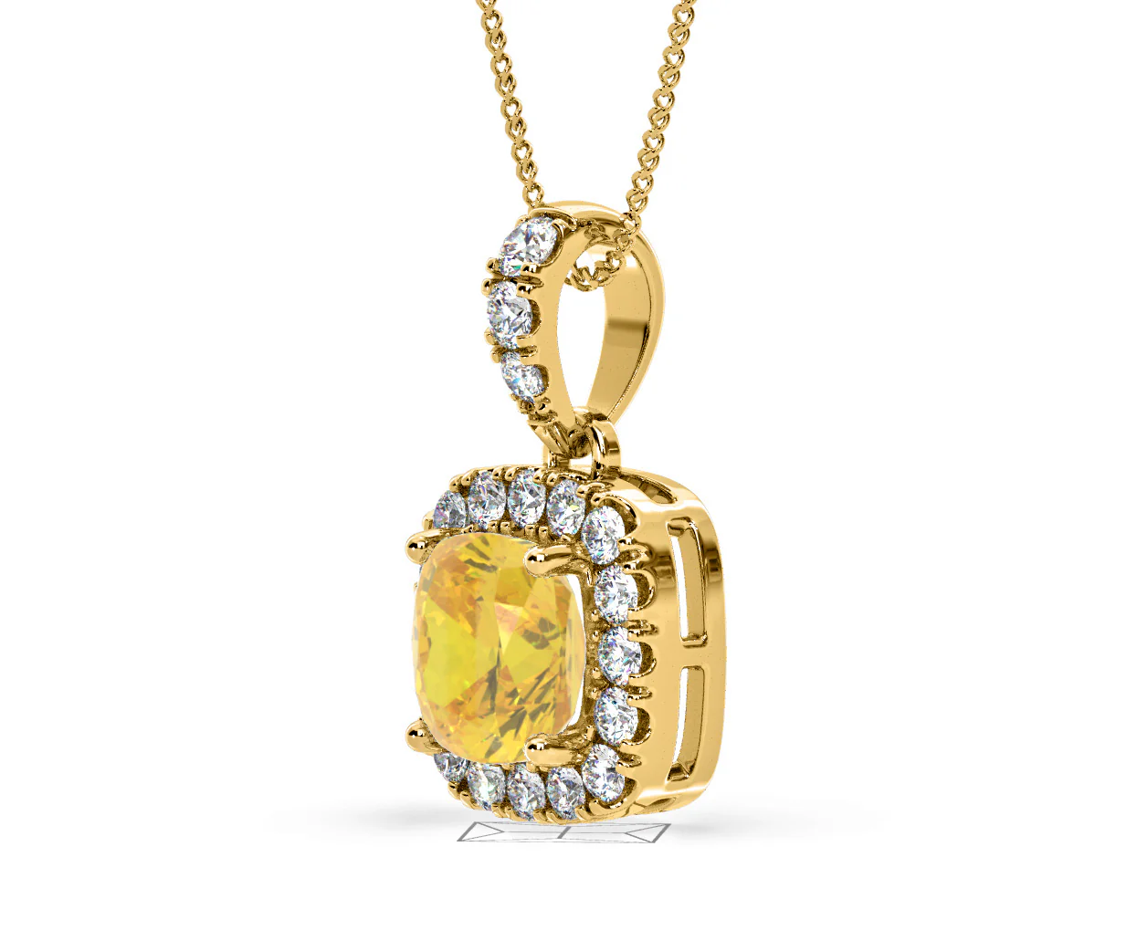 Beatrice Yellow Lab Diamond Cushion Cut Necklace 1.38ct in 18K Gold - Elara Collection - Image 21