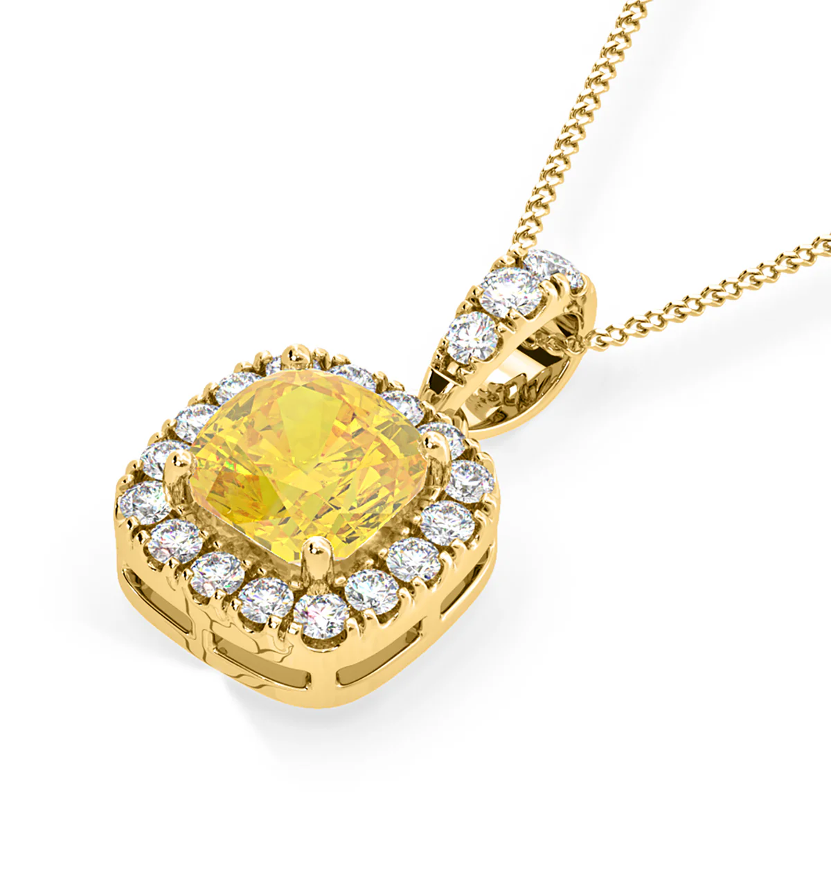 Beatrice Yellow Lab Diamond Cushion Cut Necklace 1.38ct in 18K Gold - Elara Collection - Image 3