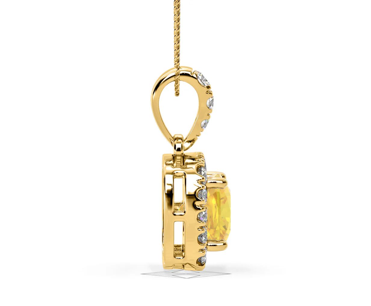 Beatrice Yellow Lab Diamond Cushion Cut Necklace 1.38ct in 18K Gold - Elara Collection - Image 69