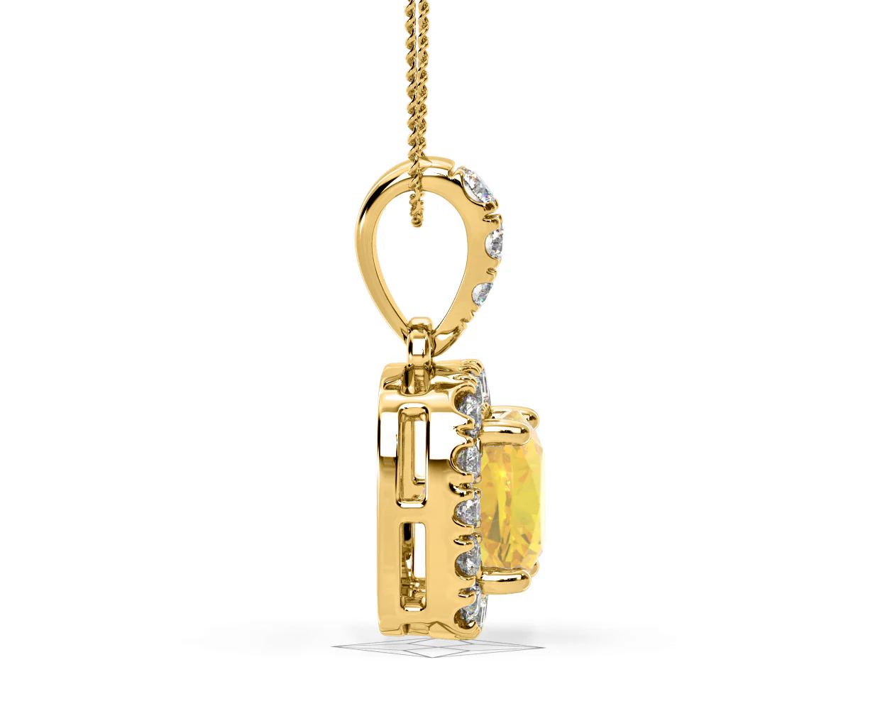 Beatrice Yellow Lab Diamond Cushion Cut Necklace 1.38ct in 18K Gold - Elara Collection - Image 70