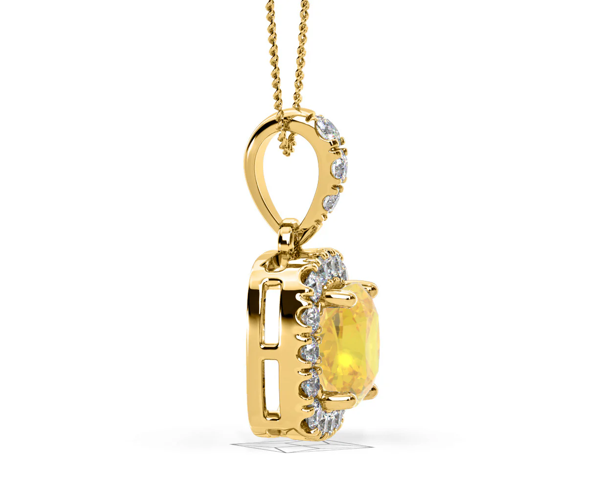 Beatrice Yellow Lab Diamond Cushion Cut Necklace 1.38ct in 18K Gold - Elara Collection - Image 72
