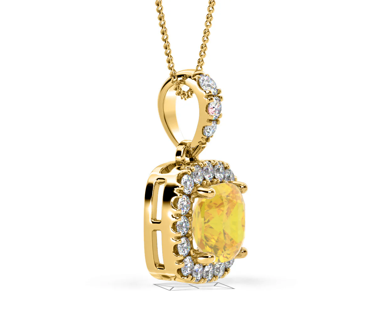 Beatrice Yellow Lab Diamond Cushion Cut Necklace 1.38ct in 18K Gold - Elara Collection - Image 76