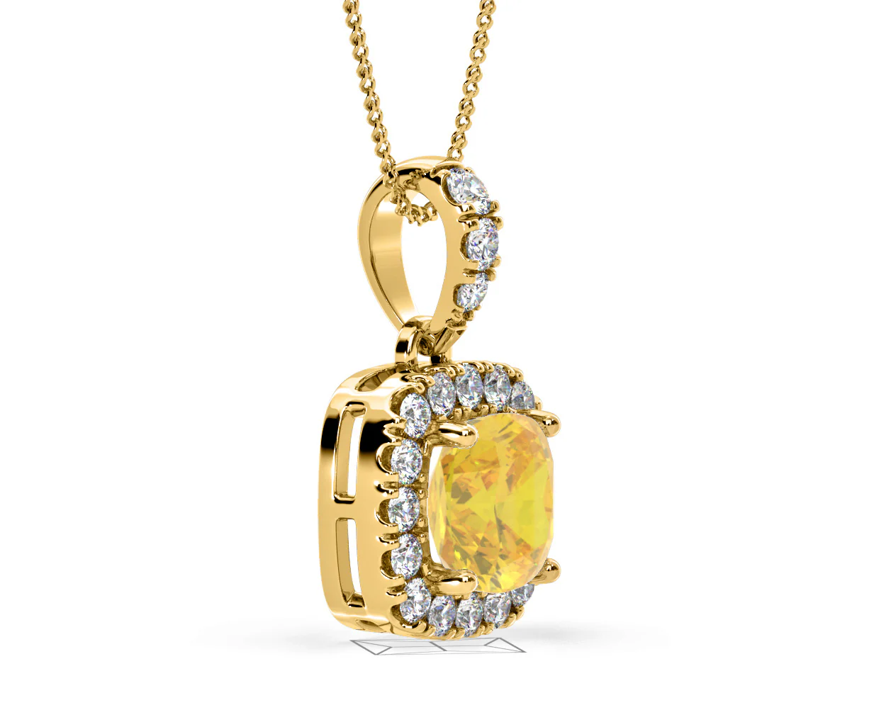 Beatrice Yellow Lab Diamond Cushion Cut Necklace 1.38ct in 18K Gold - Elara Collection - Image 77