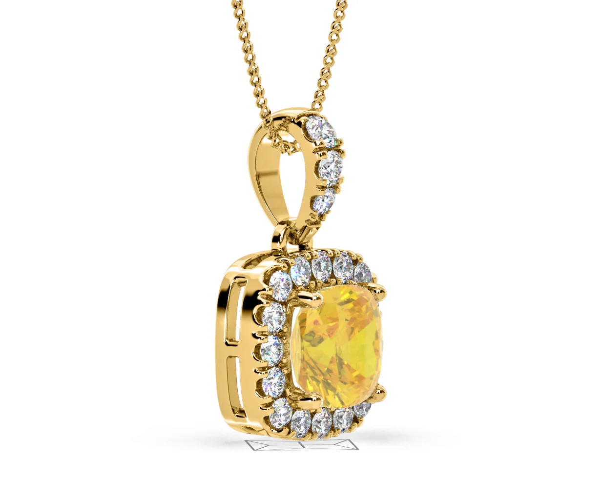 Beatrice Yellow Lab Diamond Cushion Cut Necklace 1.38ct in 18K Gold - Elara Collection - Image 78