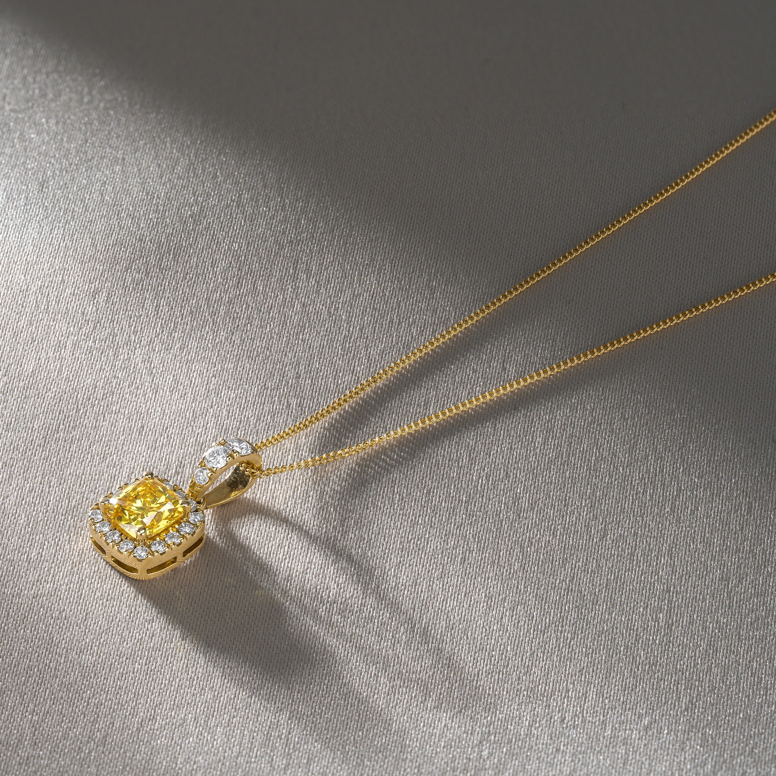 Beatrice Yellow Lab Diamond Cushion Cut Necklace 1.38ct in 18K Gold - Elara Collection - Image 8