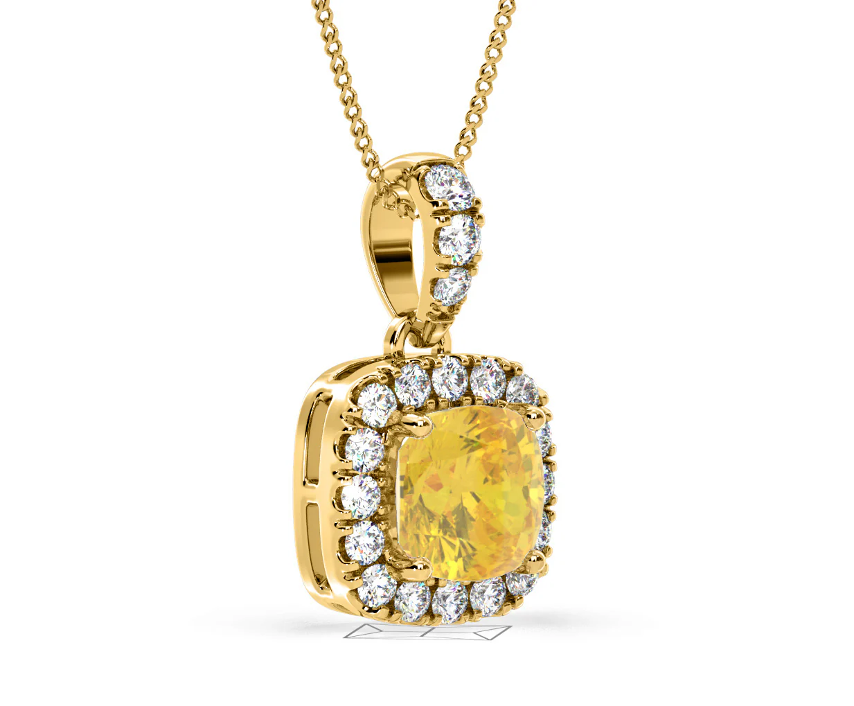 Beatrice Yellow Lab Diamond Cushion Cut Necklace 1.38ct in 18K Gold - Elara Collection - Image 81