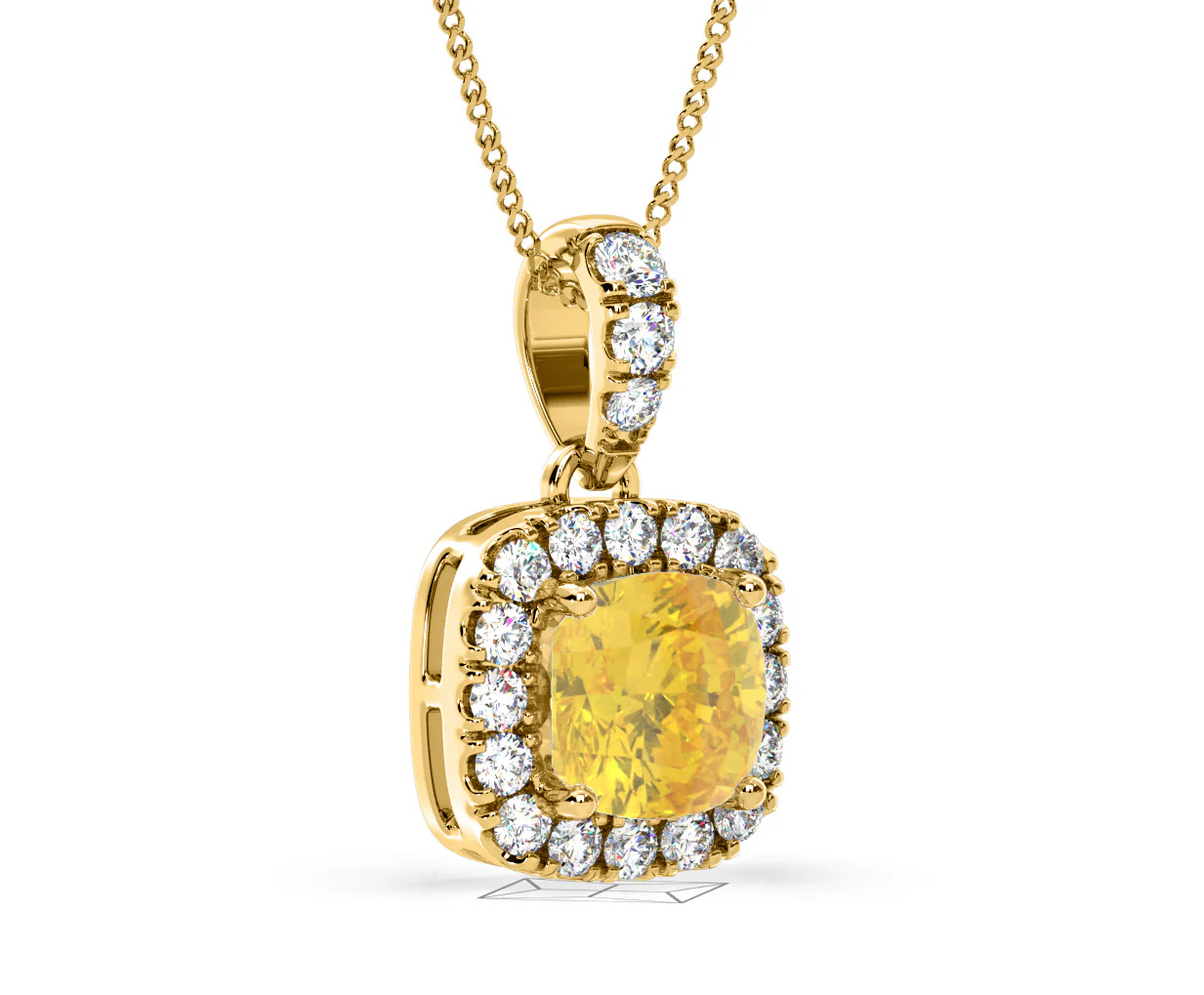 Beatrice Yellow Lab Diamond Cushion Cut Necklace 1.38ct in 18K Gold - Elara Collection - Image 82