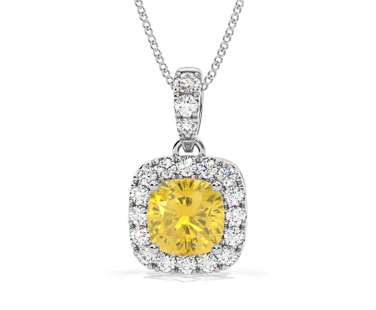 Beatrice Yellow Lab Diamond Cushion Cut Necklace 1.38ct in 18K White Gold - Elara Collection - Image 11