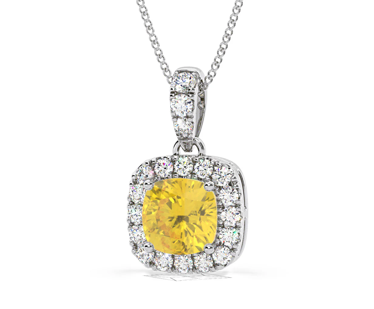 Beatrice Yellow Lab Diamond Cushion Cut Necklace 1.38ct in 18K White Gold - Elara Collection - Image 13